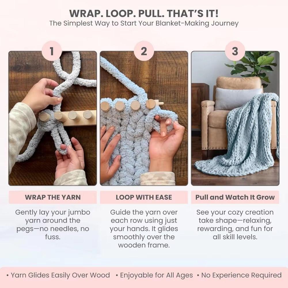 Adjustable Size Chunky Blankets Loom Portable Modular Design Hand Knitting Board Detachable Beginner Friendly Hand Weaving Kit