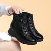Spring Winter Women's High Top Boots Black Lace Up Platform Ankle Boots Fashion Thick Sole Short Warm Cotton Shoes