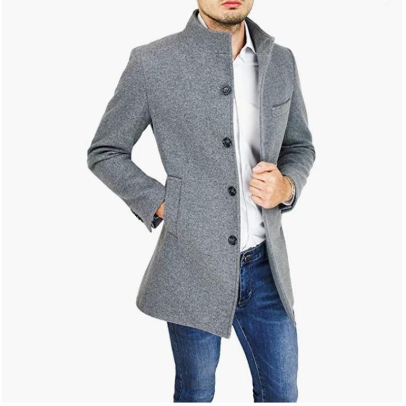 Woolen Coat Men's Thickened Stand-up Collar Jacket Woolen Trench Coat Outdoor Leisure