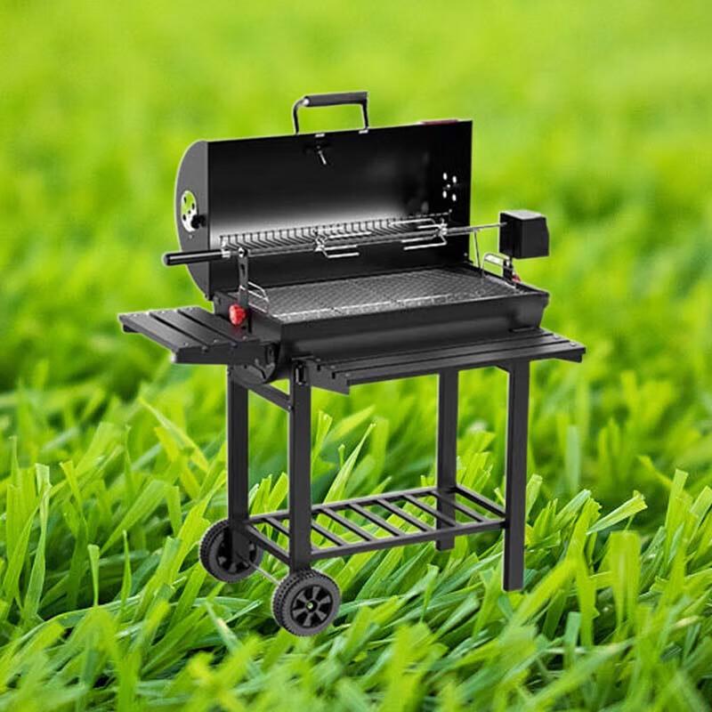 Large Outdoor American Style Charcoal BBQ Grill with Smoker & Electric Rotisserie