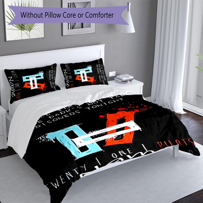 3pcs Custom Name Twenty One Pilots Bedding Set,Includes 1 Duvet Cover and 2 Pillowcases,All-season Bedroom Decor