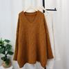 V-neck Retro Twist Lazy Wind Knitted Sweater Top Autumn and Winter New Thickened Medium and Long Sweater Pullover Women