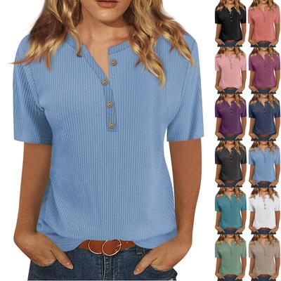 Футболки для женщин, плиссированные, с V-образным вырезом, нарядные, повседневные блузки с принтом, короткие рукава, летние топы, свободный крой