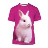 Футболка с принтом «Милый кролик» 3D, мужские футболки с круглым вырезом, повседневные футболки с коротким рукавом, свободные футболки в стиле Харадзюку, топы, детская одежда