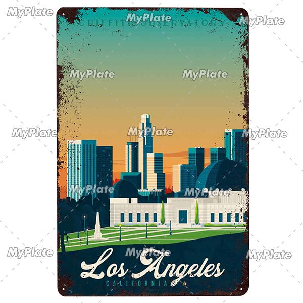 USA Tin Signs Vintage Metal Sign City Plaque Wall Decor for Garage Bar Pub Man Cave Decorative Plate Iron Country Painting