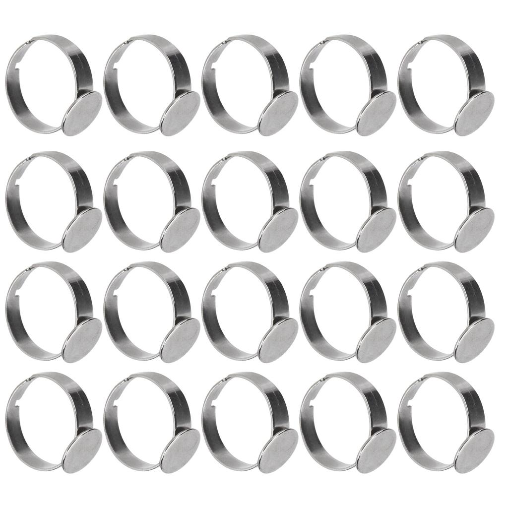 20 шт пустые кольца DIY регулируемые плоские кольца из нержавеющей стали основы для мужчин и женщин ювелирные изделия ремесло