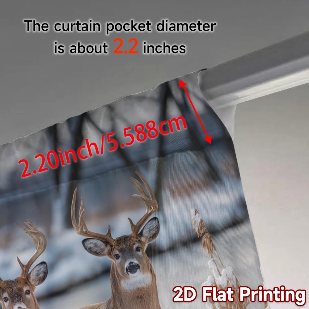 2pcs, 2D FLAT PRINTING Curtains (Without Rod) Winter Stags Popular Contemporary Curtains 100% Polyester Curtains Gifts