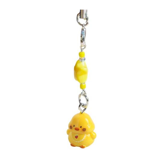 Keychain Pendant Resin Smooth Shiny Mini Size 3D Yellow Chicken Star Bead Design Keyring Bags Mobile Phone