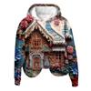 3D Printing Women's Fashion Christmas Print Long Sleeve Loose Hoodie Sweatshirt Top