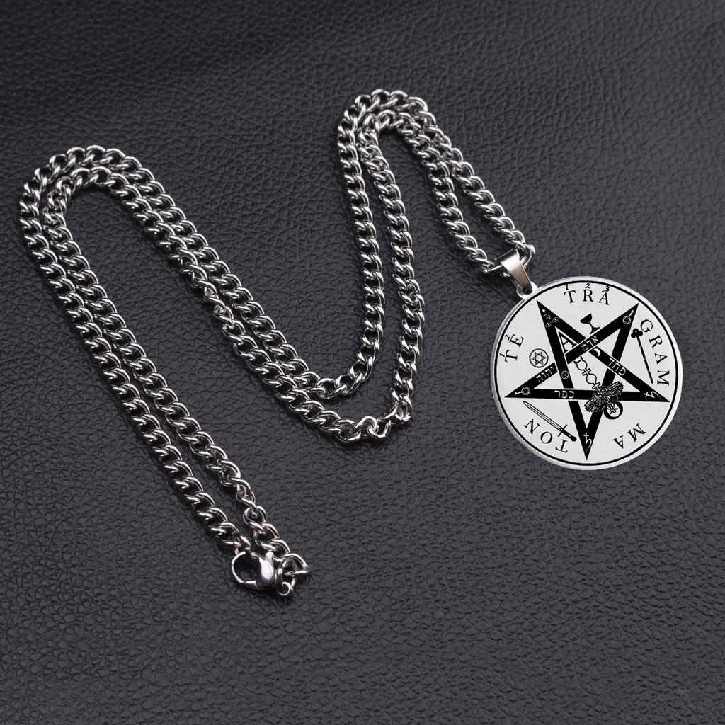 Solomon's Pentagram Seal Kabbalah Pendant Four-Word God's Name Talisman Jewelry Pendant Necklace