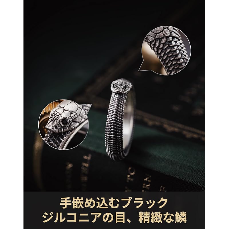 [COPPERTIST.WU] Rotating Ring Ring Men's Ring Pig-nosed Snake Ouroboros Silver 925 Compatible with Metal Allergies Ring That Can Be Rotated Stress