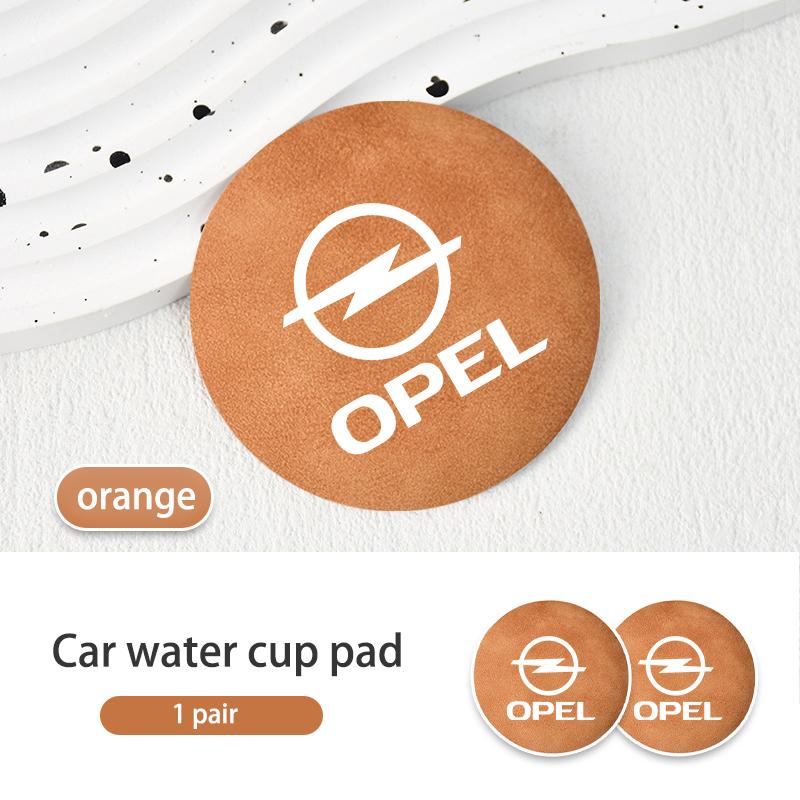 2pcs Suede Car Coaster Non-slip Water Cup Mat Bottle Holder Pad For Opel Insignia Corsa Zafira Mokka Grandland Antara Ampera