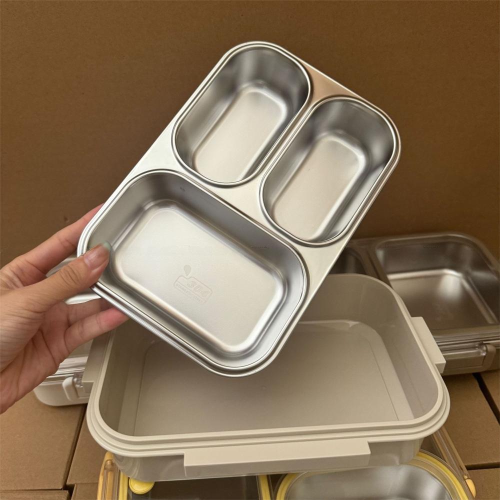 Stainless Steel Lunch Box Divided Food Storage Box Portable Food Container School/Office