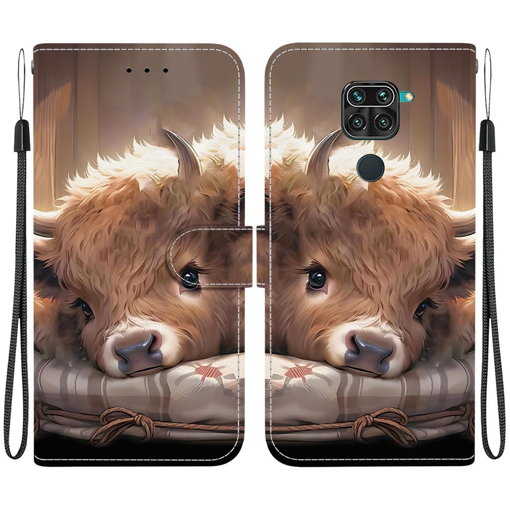 Чехол-книжка из искусственной кожи ручной работы для Xiaomi Redmi 10X 4G/ Redmi Note 9 (4G) Противоскользящий ударопрочный чехол с ремешком на запястье и дизайнами в виде сердец/роз и кошек