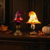 Halloween Witch Hat Table Lamp, USB Stained Glass Witch Hat Lamp, Vintage Gothic Wizard Hat Decorative Night Light for Home, Bedroom