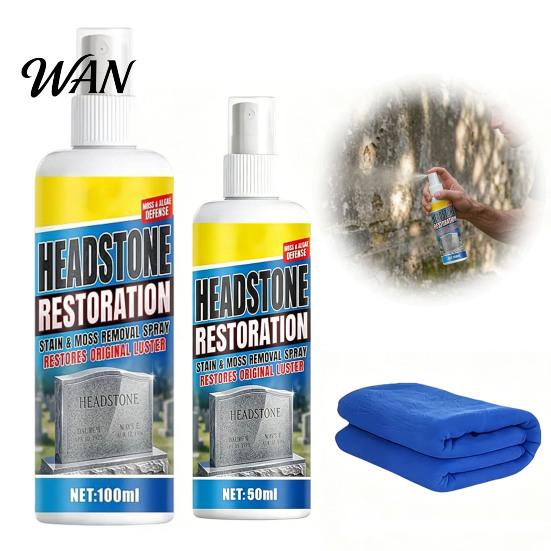 Black Stain Remover Tombstone Headstone Restoration And Cleaning Spray, Monument Cleaner for Granite Marble Cemetery Memorials, Gentle Stone Care Way