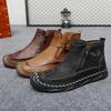 TUINANLE Ручная прошивка Кожаные Мужские Ботинки Повседневная Кожаная Обувь Мужские Ботильоны Обувь на Молнии