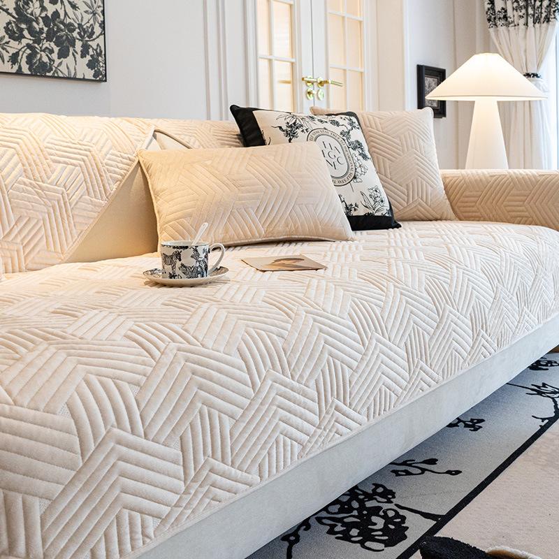 Подушка для дивана из ткани, высококачественные утолщенные нескользящие подушки для сидений, короткий плюшевый чехол для дивана в кремовом стиле