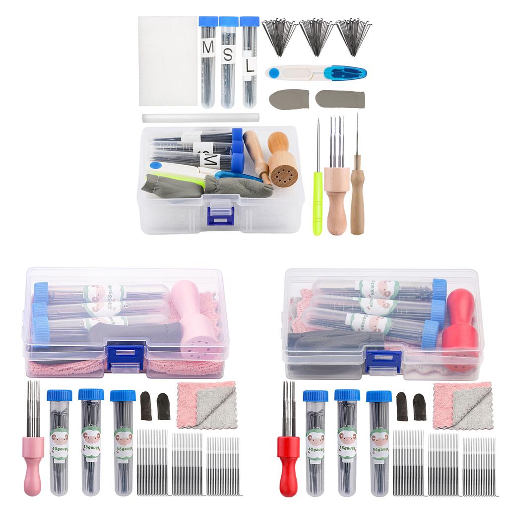 Needle Felting Supply for Beginner Professional Wool Felting Tool with Wool Felting Needle Wood Handle Finger Cots