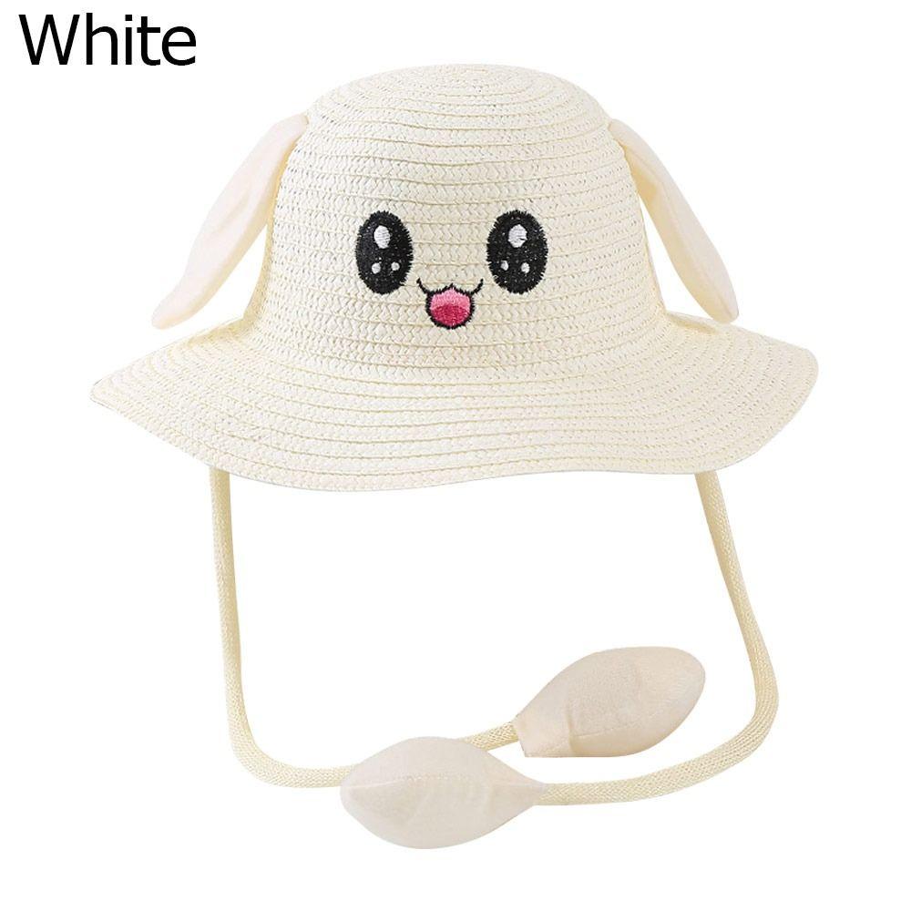 Летние детские соломенные шляпы с двигающимися ушками, широкополая шляпа от солнца, пляжная шляпа, детская панама для улицы, шляпа рыбака