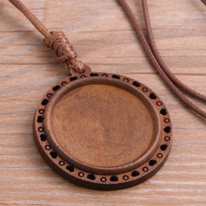 Ожерелье-кулон '13 стилей' DIY с полым 'Камнем времени' и кружевной деревянной основой