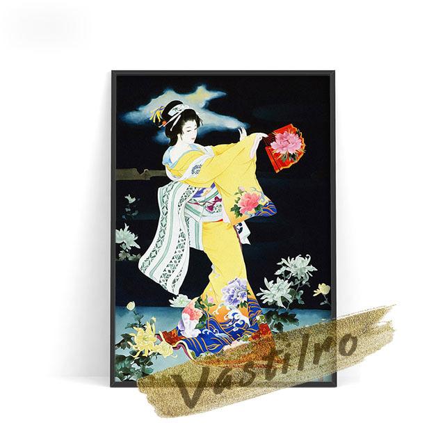 Морита Харухико, постер японского традиционного костюма и дизайн кимоно, любительская коллекция, стена красоты Укиеэ