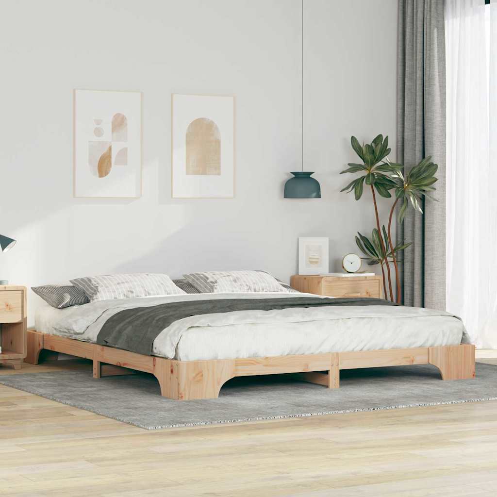 Bed Frame Brown 180 x 220 cm Solid Pine Wood