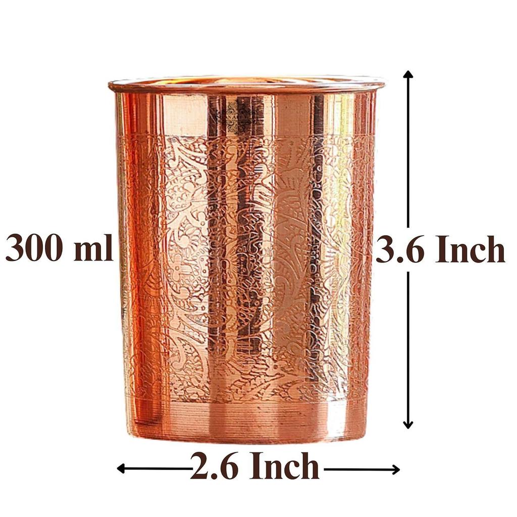 Glass - 275 ML, Copper Tumbler for Water Drinking, Elegant Drinkware & Serveware, Perfect for Gifting, Home, and Festive Décor, Set of 2