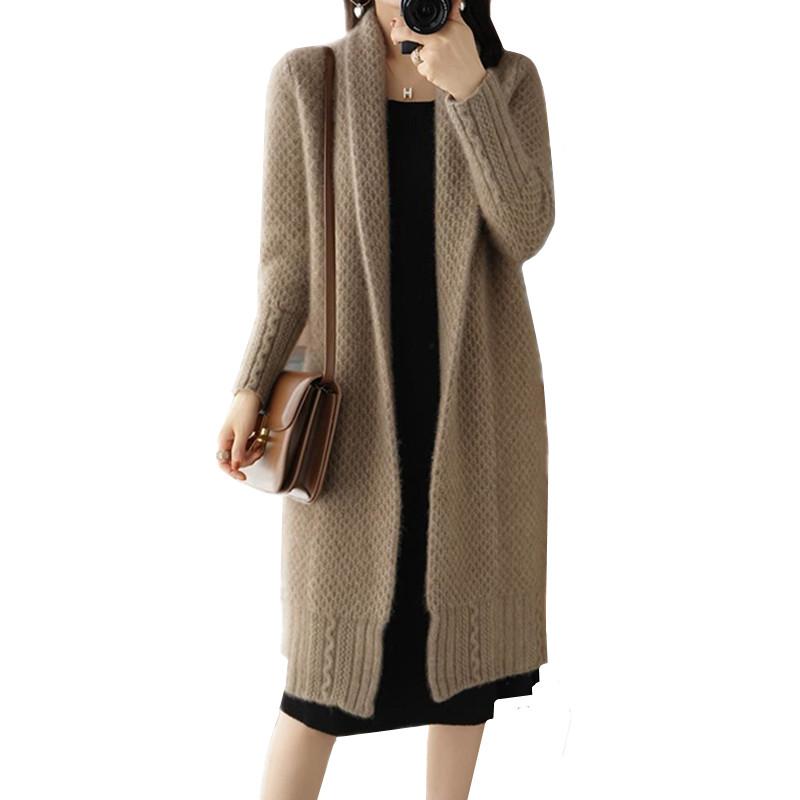 Модный кардиган, вязаный свитер, женская одежда, осень-зима, длинные рукава, куртка, средняя длина, винтажный трикотаж, женский
