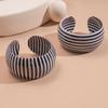 Wide Thick Striped Bracelet Black-and-White Retro Cuff Bangle  Women's Jewelry