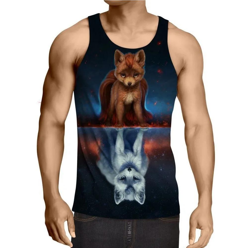 Летний топ с круглым вырезом и 3D-принтом с животным узором, модная повседневная мужская майка без рукавов