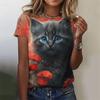Flower Cat Pattern T-Shirt Women Colorful Animal 3D Printed T Shirts Summer Casual Harajuku Loose Tops Short Sleeves O-Neck Tees