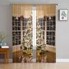 Christmas Tree Lights Christmas Theme Tulle Curtains For Living Room Decoration Modern Chiffon Sheer Voile Christmas Curtains