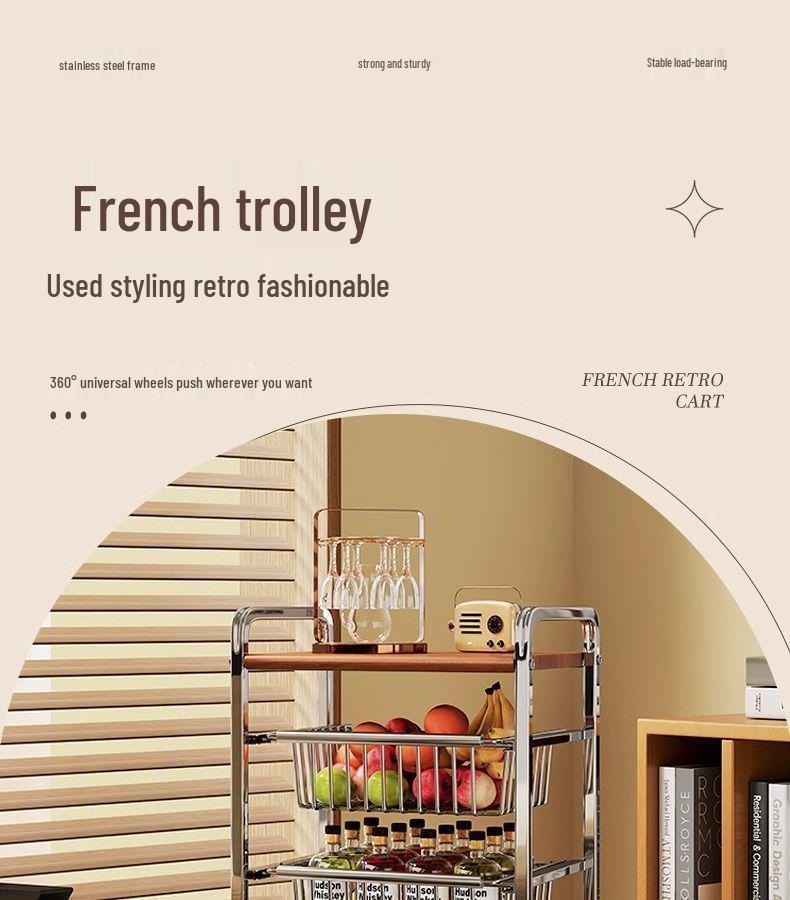 Мобильный тумбовый шкаф в античном стиле и кухонная тележка