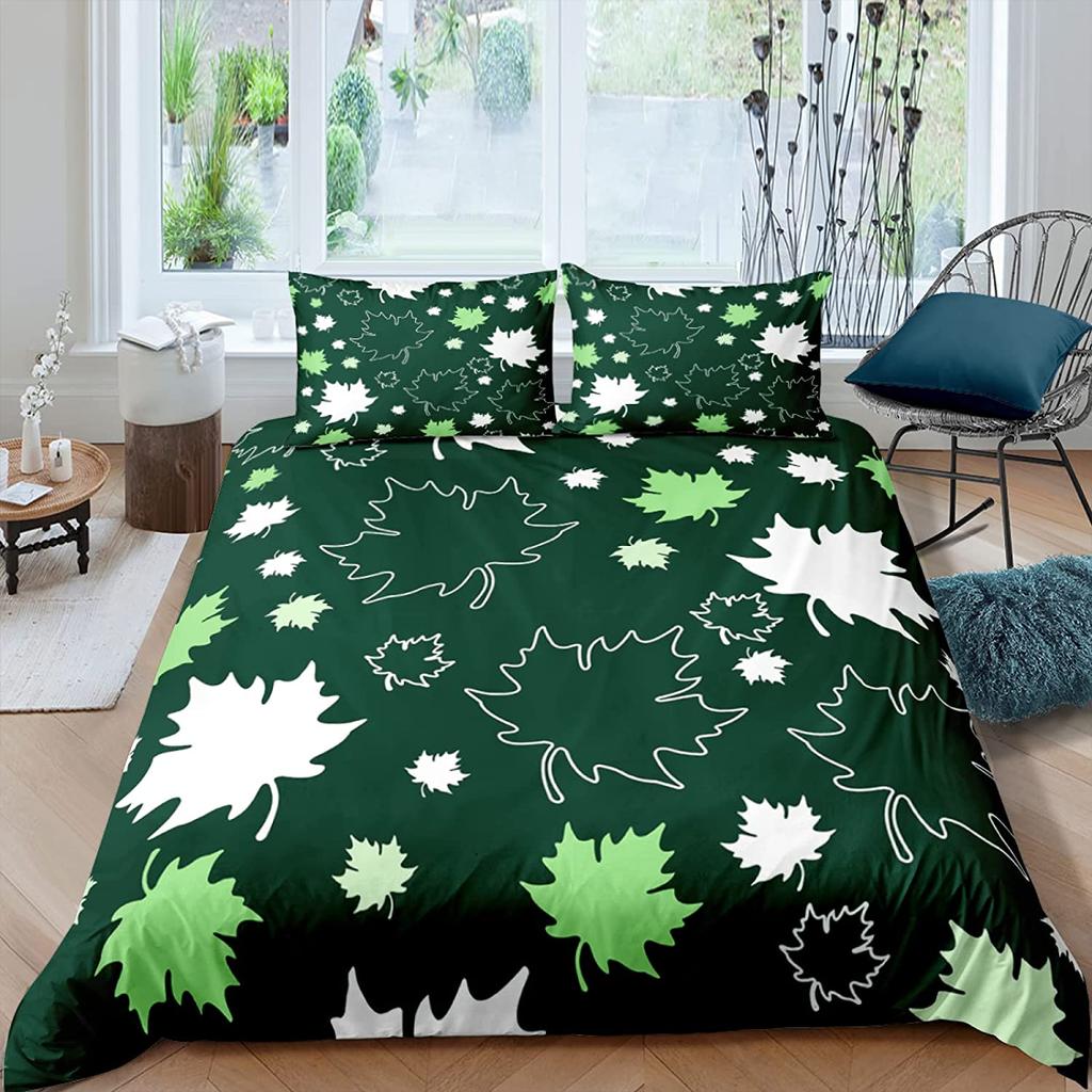 Comforter Maple Leaves Polyester Fall Theme Comforter With King Queen Size For Kids Boys Girl Bedding Set