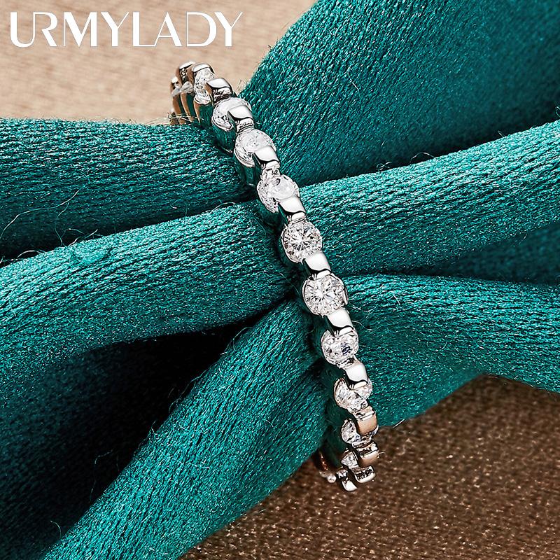 Кольцо из стерлингового серебра 925 пробы с цирконом AAA 7-10 # для женщин, модные очаровательные украшения MR155