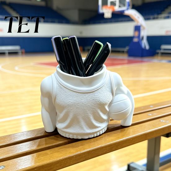 Unique PLA 3D Printed Ornament Basketball Player Pen Holder, Sports Themed Desktop Organizer, Study Room Desk Accessories Funny Pencil Cup,