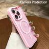 Роскошный прозрачный акриловый чехол с магнитами Magsafe для iPhone 17 Pro 16 15 14 13 12 11 Pro Max, беспроводная зарядка, розовый, жесткая поликарбонатная крышка