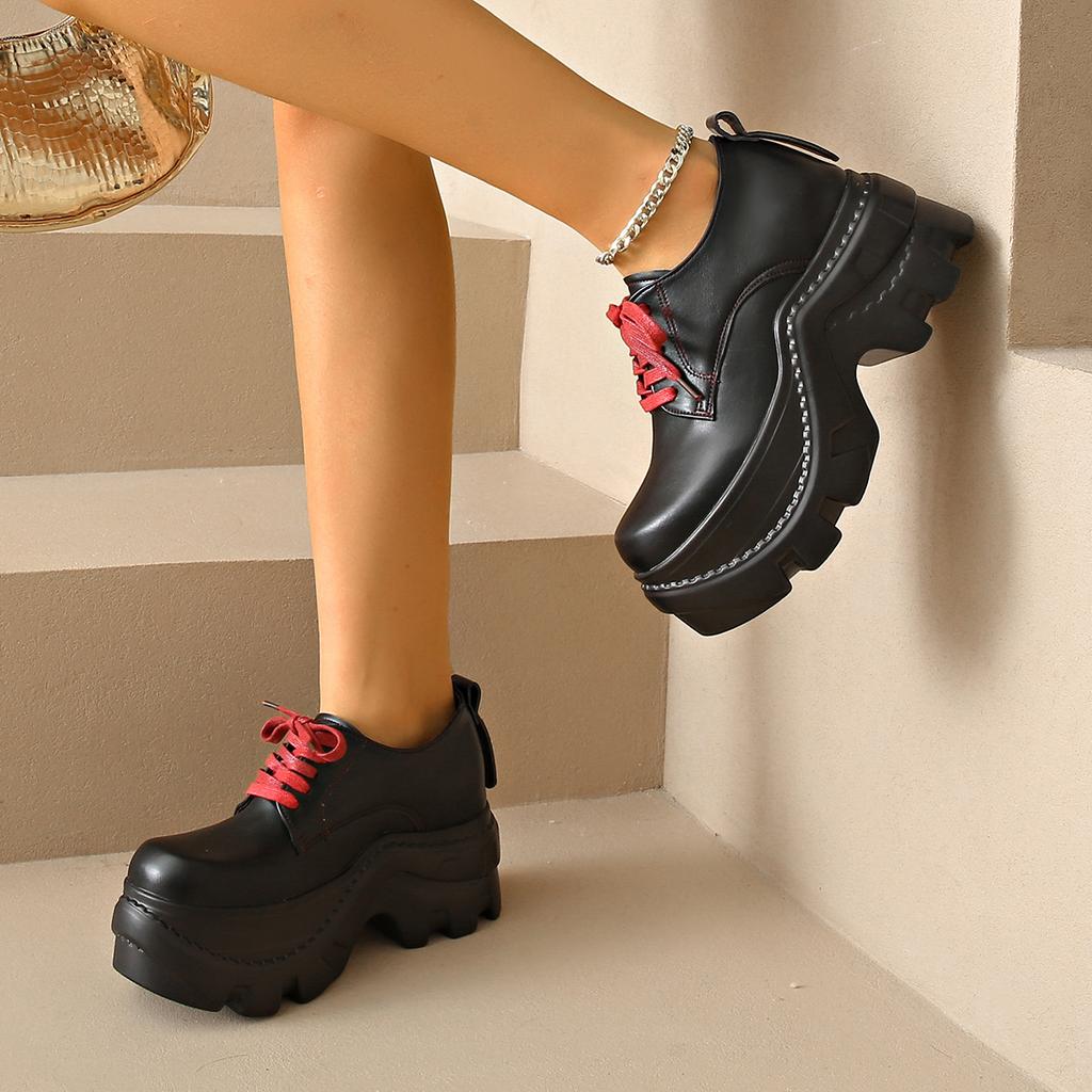 Модные туфли на толстой подошве с круглым носком, ремешком спереди, однотонные, женские, повседневные, одинарные, модные, универсальные лоферы, туфли на высоком каблуке