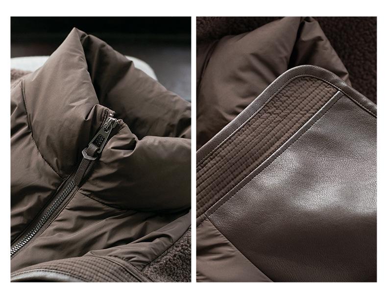 High-End Lamb's Wool & Duck Down Faux Two-Piece Large Lapel Women's Down Jacket