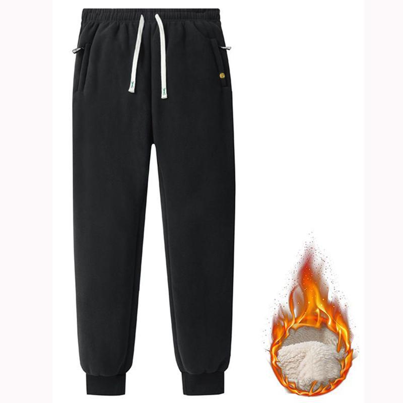 Мужские флисовые теплые брюки, свободные термобрюки на шнурке, осенне-зимняя верхняя одежда, спортивные штаны