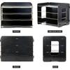 EXERZ Organiseur de fichiers en bois 4 niveaux pour bureau, fournitures, devoirs, documents, lettres, magazines – Couleur noire