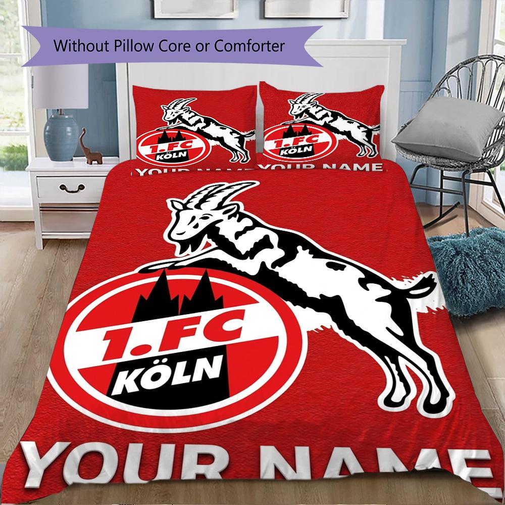 Custom Name FC KÖLN Bedding,Quilt Set Quilt Cover Pillowcase Home Birthday Gift(1 * duvet cover + 2 * pillowcase, without core)_xia