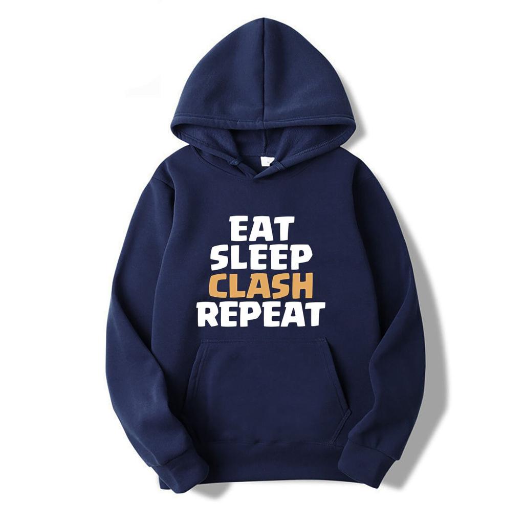 Толстовки Eat Sleep Clash Repeat 100% Чистый Хлопок Eat Sleep Repeat Кланы Видеоигры