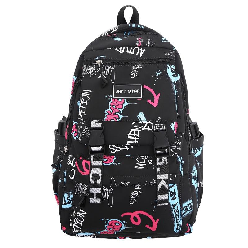 Школьный рюкзак для средней школы, женский, с принтом граффити, мужской, большой вместимости, дорожный рюкзак