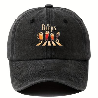 Мужская бейсболка "THE BEERS" | Ретро, вымытая, регулируемая, для рыбалки, хип-хопа и активного отдыха
