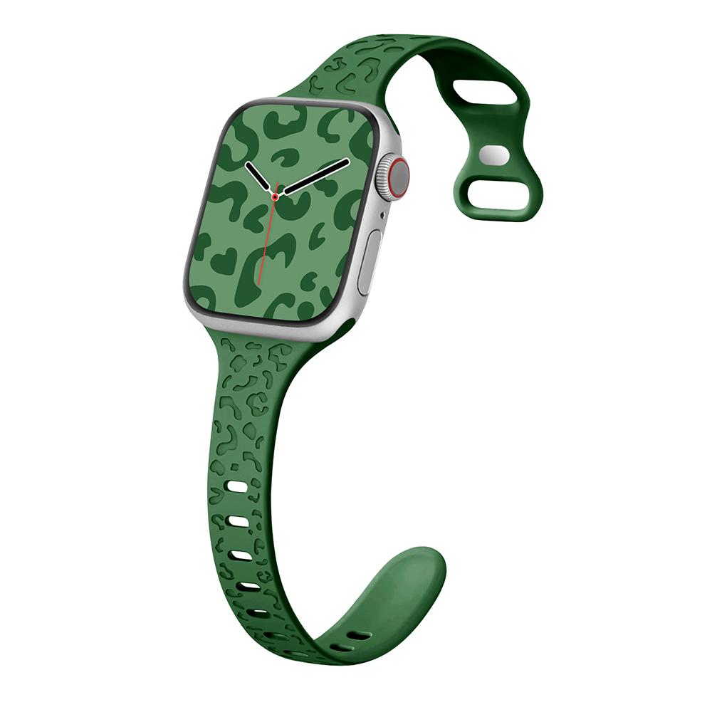 Leopard Engraved Strap for Apple Watch Band 44mm 40mm 45mm 49mm 41 42mm Silicone Bracelet for Iwatch Series Ultra 2 9 8 7 6 SE 5