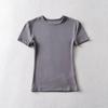 Casual Summer Woman Skinny Fit T-shirt Tight Short-Sleeve O-neck Tee Basic Solid Crop Tops T Shirt