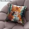 Cute Forest Cat  Girl Print Throw Pillow Covers Pattern Cushion Cover Suitable For Sofa Bedroom Car Pillow Cover
