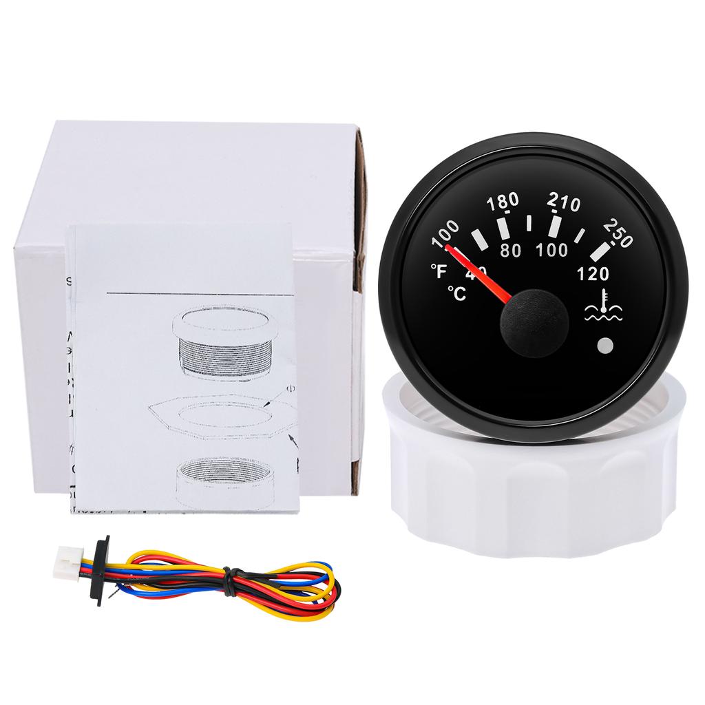 52mm Water Temp Gauge 40-120℃ 100-250℉ Water Temperature Meter With Alarm Light For Marine Boat Car Truck Temp Indicator